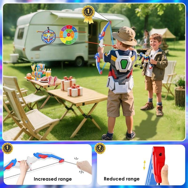 MLDKA Kids Bow and Arrow Set, LED Light Up Archery Toy Set with Suction Cup Arrows, Standing Target & Quiver, Indoor and Outdoor Toys Sport Gifts for Kids, Boys & Girls Ages 4 5 6 7 8 9 10 11 12 - Image 2